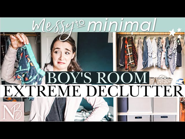EXTREME DECLUTTER #withme 💪 BOY'S BEDROOM TOTAL DISASTER 😫 Messy To Minimal Ep6
