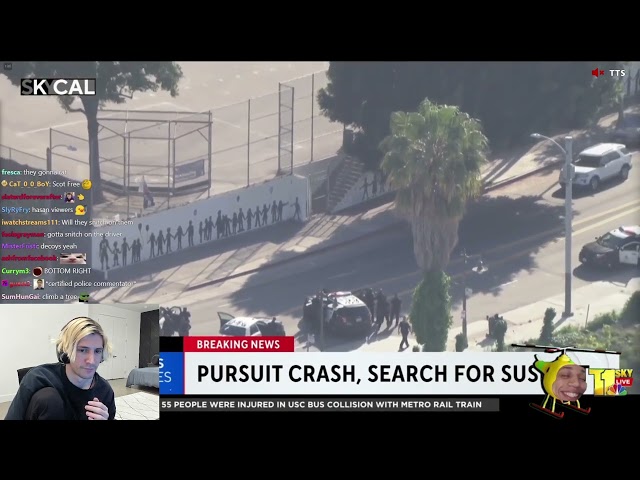 xQc Reacts to Pursuit of Shooting Suspect