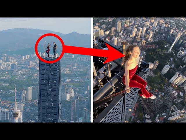 This Russian Couple took a Dangerous Selfie at The World's Second Tallest Building #merdeka118