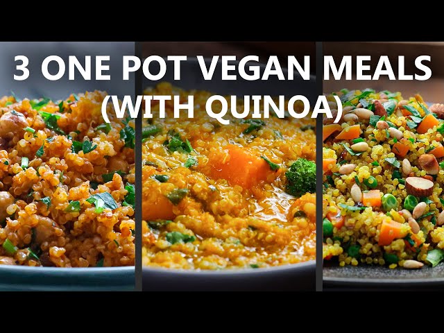 3 Easy ONE POT Vegan Meals With Quinoa | HIGH PROTEIN Easy Vegan Recipes | Food Impromptu