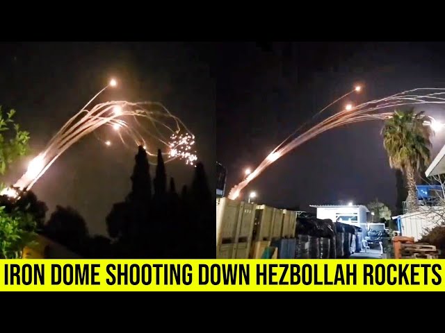 Israel’s Iron Dome air defense system is shooting down rockets fired from Lebanon by Hezbollah.