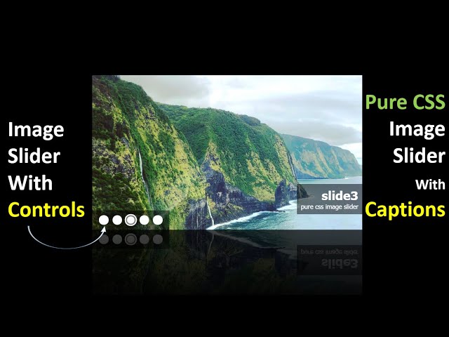 Pure CSS Image Slider With Caption | Image Slider With Controls Using Radio Buttons And Pure CSS.