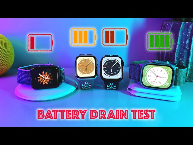 Apple Watch POV Battery Drain Test | S3 vs. Apple Watch SE (2nd Gen) vs. S8 vs. Apple Watch Ultra