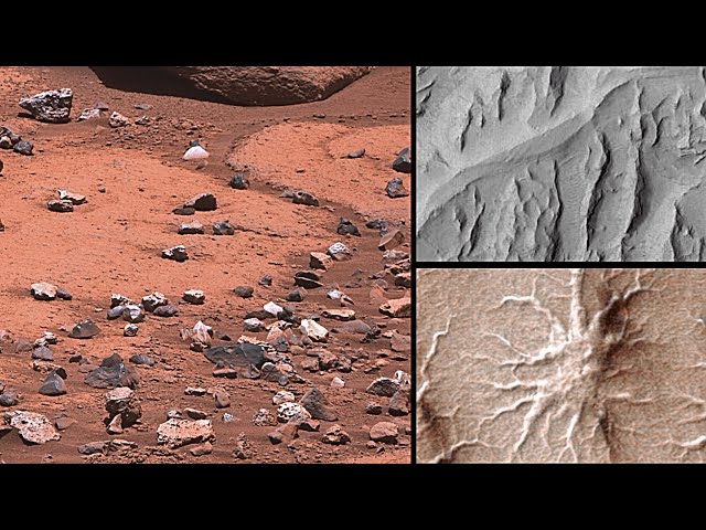 Mars' kinetic fractures, Martian Spiders and Inverted Streams