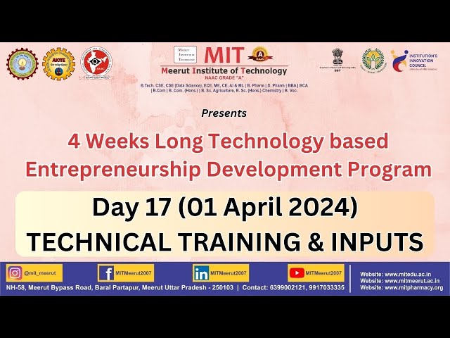 Day 17 (01 April 2024) TECHNICAL TRAINING & INPUTS #mitmeerut
