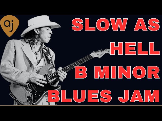 Slow As Hell B Minor Blues Backing Track | SRV Style Guitar Jam (43.33 BPM)