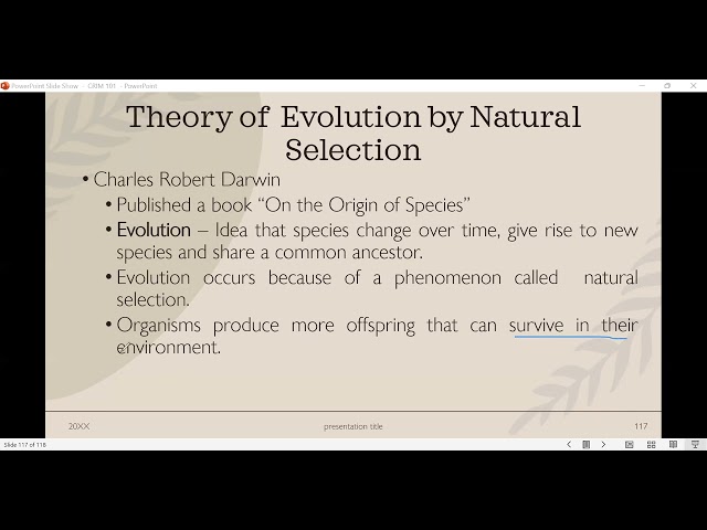 THEORY OF EVOLUTION BY NATURAL SELECTION