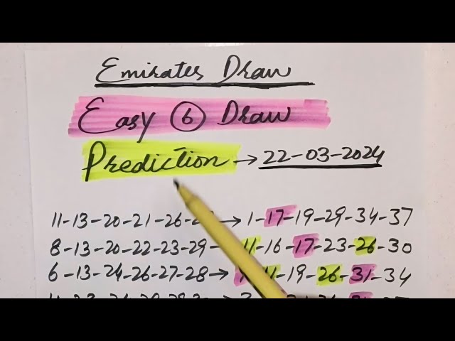 Easy 6 Draw Prediction Latest - 22 March 2024