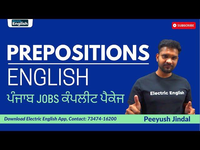 Prepositions Class-01 English Marathon Punjab Govt Exams | PSSSB/ Punjab Police|| Electric English