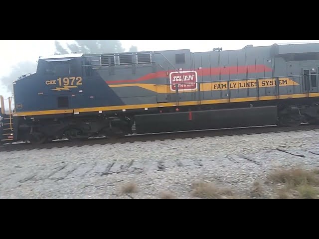 CSX C240 Loaded Coal train with CSX #1972 Family Lines System Heritage Unit Leader