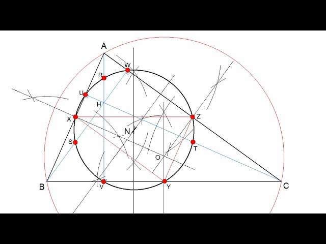 How to draw the Nine-Point Circle of a given Triangle (9-Point Center)