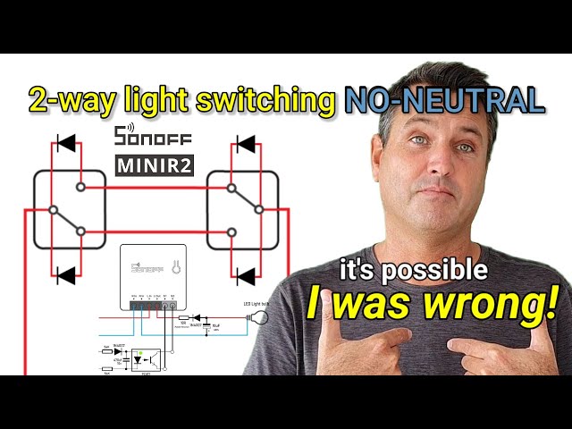 Sonoff mini 2-way 3-way light switching NO-NEUTRAL solved #2wayswitch #NoNeutral #sonoff #3wayswitch