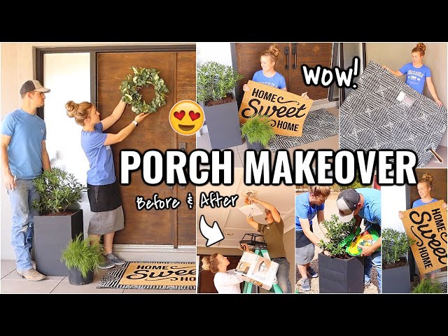 FRONT PORCH MAKEOVER!!😍 BEFORE & AFTER OF OUR ARIZONA FIXER UPPER | DIY PLANTER BOX PROJECT