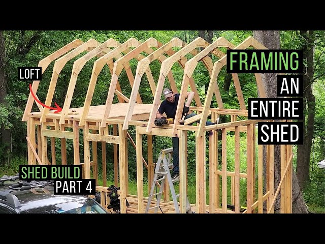How to frame an entire shed | Barn Style | loft | Shed Build Part 4