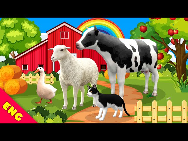 Farm animals names and sounds. Animals for kids.