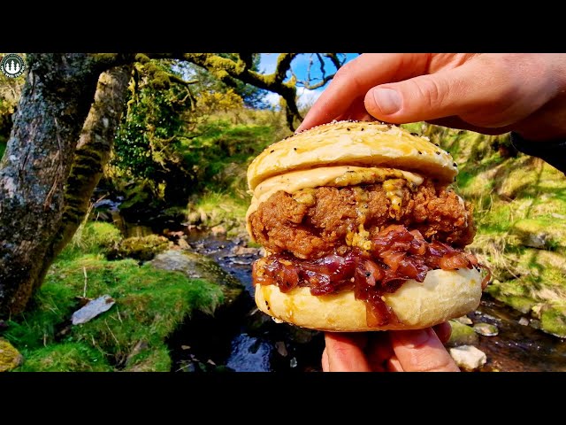 👑King of all CHICKEN BURGERS  (beautiful nature, relaxing sounds, Camping, ASMR)