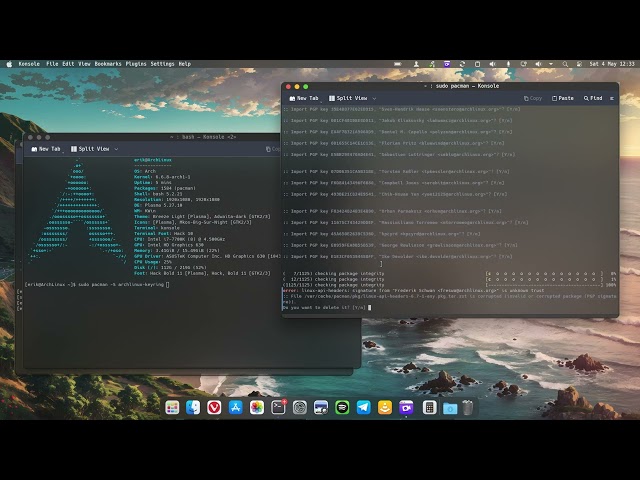 Arco : 4073 Arch Linux Plasma 4 year old SSD - updating from plasma 5 to 6 - 4 months - 1/2
