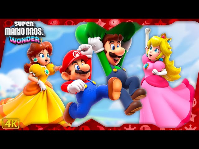 Super Mario Bros. Wonder ⁴ᴷ Full Playthrough 100% (All 6 Medals, All Wonder Seeds) 4-Players