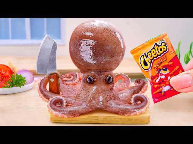 Tasty Spicy Fried Cheetos Octopus Recipe Idea 🐙 Satisfying Miniature Seafood Cooking by Mini Yummy