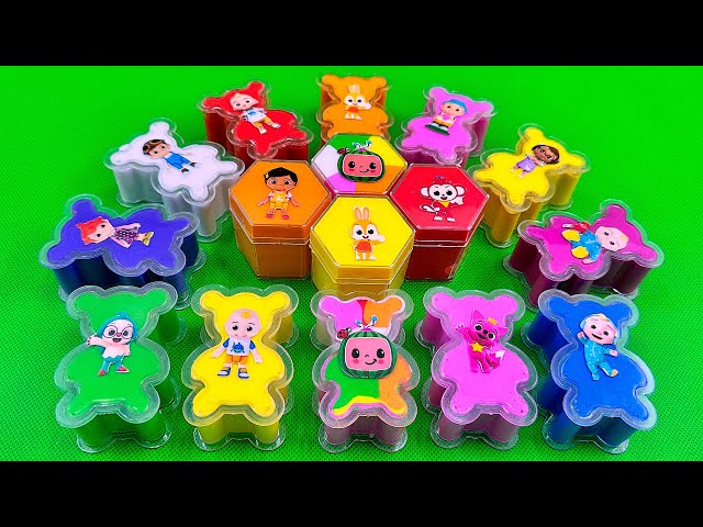 Picking Cocomelon in Hexagon Shapes, Bears with Rainbow CLAY Coloring! Satisfying ASMR Videos