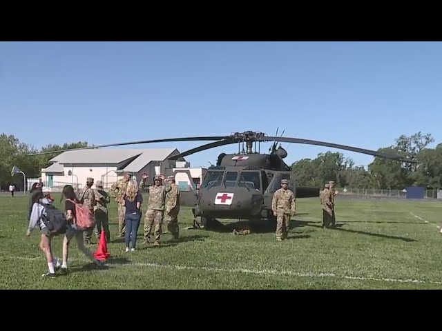 California Army National Guard Flies in for Career Day at Warren T Eich Middle School