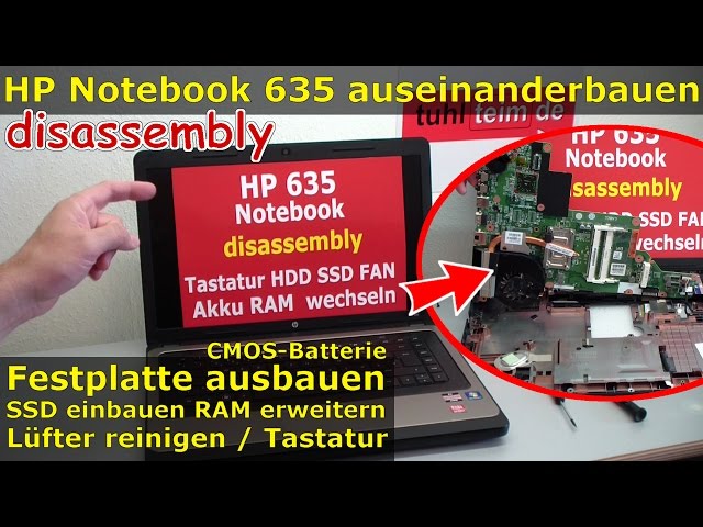HP Notebook 635 öffnen -  HDD SSD Lüfter CMOS Tastatur - Hewlett-Packard Laptop - Windows 10