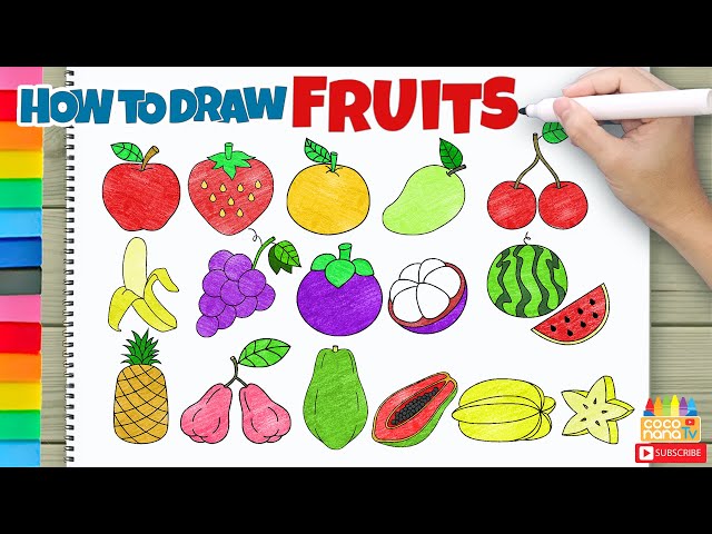FRUITS (BUAH-BUAHAN) - COMPLETE edition - How to Draw and Color for Kids - CoconanaTV