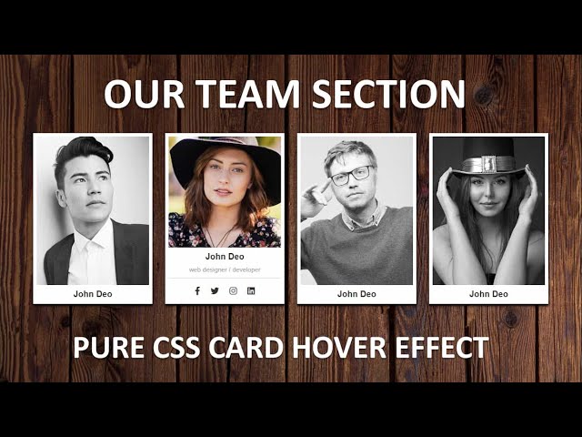 Pure CSS Responsive Team Section Card Hover Effect