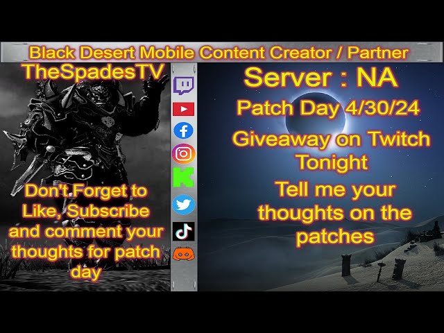 [ Content Creator for BDM] Its patch day and Giveaway on Twitch lets gooo