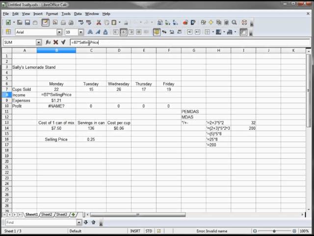8 - Libre Office Calc, Open Office Calc, Excel  Tutorial  -- Define Cells by Names