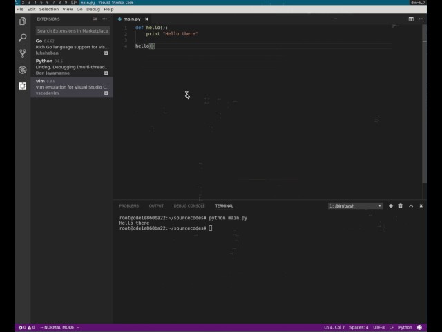 Visual Studio Code in a Docker container