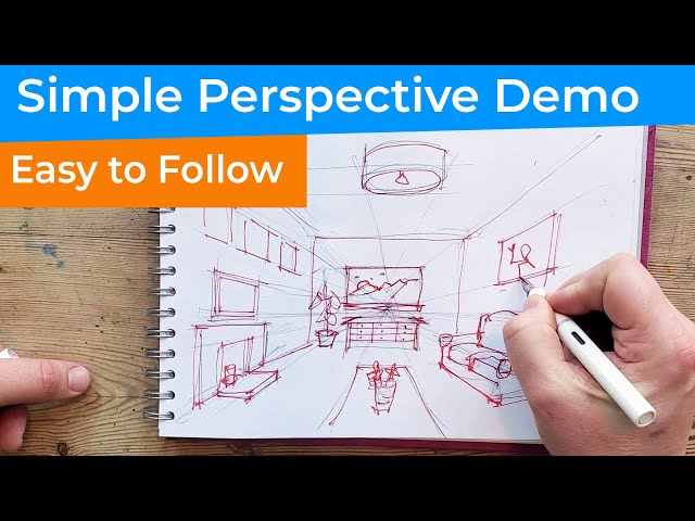 How to Draw in Perspective - Drawing a Room in with a Single Point - Demonstration