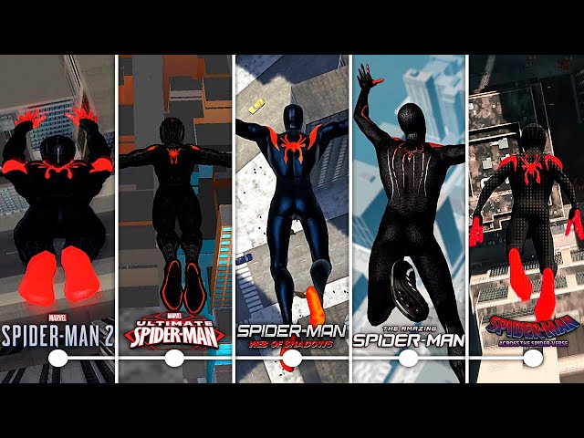 Spiderman Miles Morales Jumping From Highest Places in Spider-Man Games