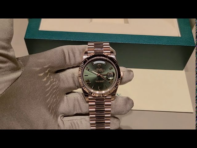 Rolex Day date 40mm green dial everose unboxing and review Ref. 228235