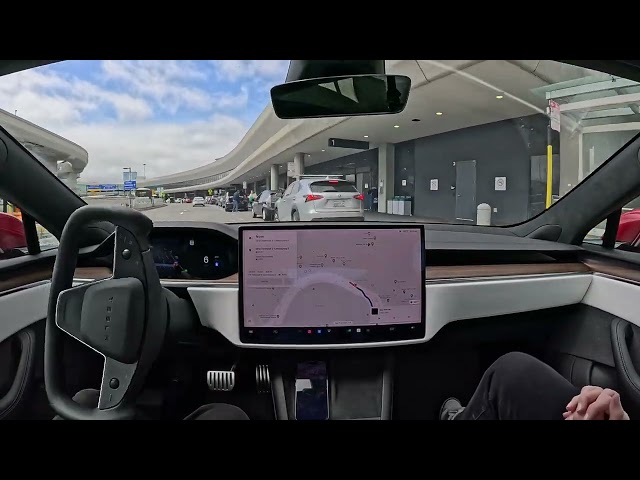 Tesla Full Self-Driving (Supervised) 12.3.3: Union Street to SFO and Back