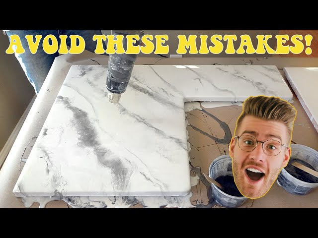 HOW TO POUR DIY EPOXY MARBLE COUNTERTOPS | Modern Builds