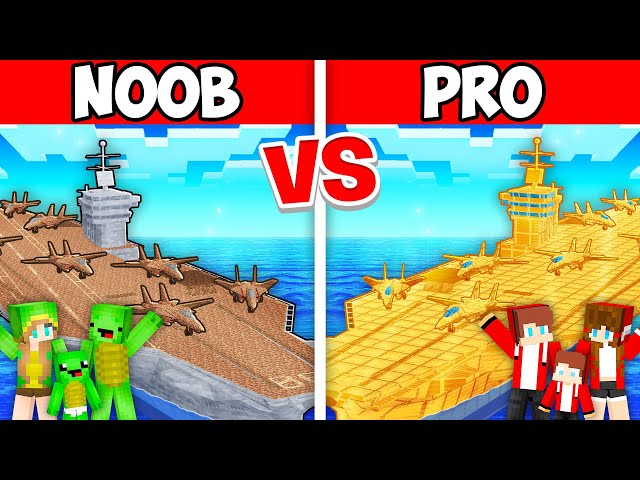 Mikey Family & JJ Family - NOOB vs PRO : AIRCRAFT CARRIER Build Challenge in Minecraft