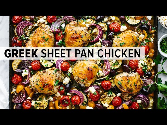 SHEET PAN CHICKEN DINNER | loaded with Greek & Mediterranean flavors!