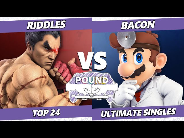 Pound 2022 Top 24 - BacoN (Dr. Mario) Vs. Riddles (Terry, Kazuya) SSBU Smash Ultimate Tournament