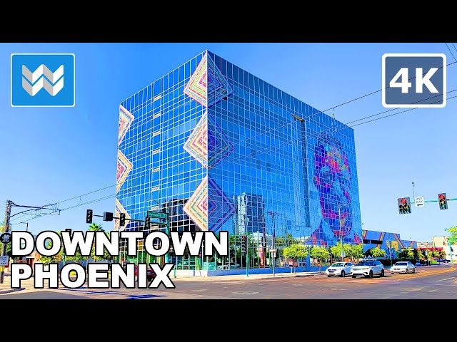 [4K]  Downtown Phoenix, Arizona USA Summer Walking Tour & Travel Guide 🎧 Binaural City Sound