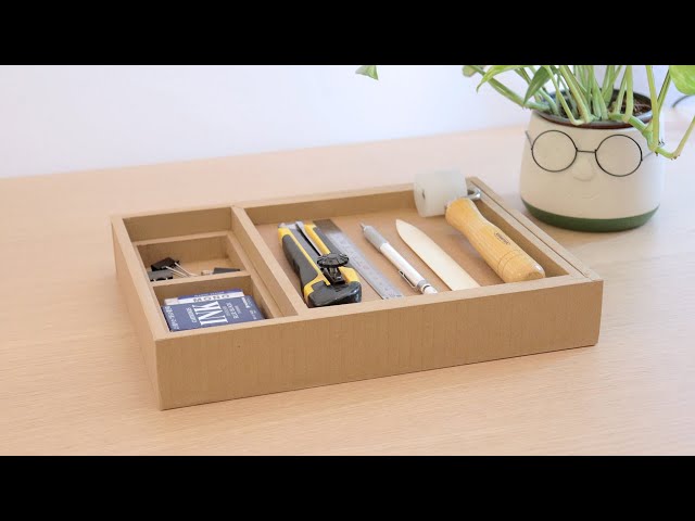 Wooden tray? No. it's cardboard! Let's make a Desktop Organizer with ONLY Cardboard