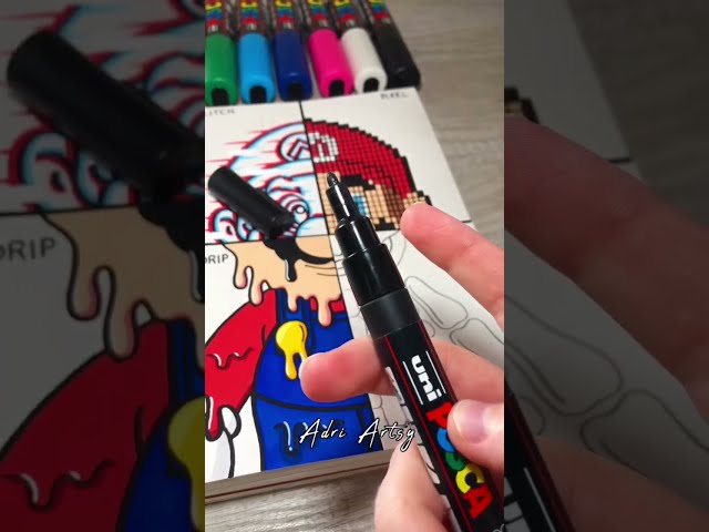 Drawing Mario in DIFFERENT Art Styles with Posca Markers! Part 4! FINALE