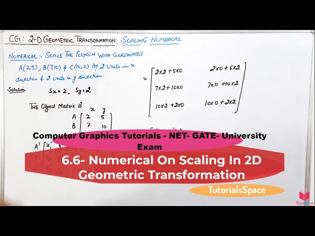 6.6-  Numerical On Scaling In 2 Dimensional Transformation In Computer Graphics In Hindi | Scaling