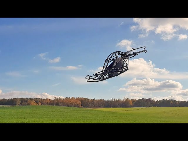 Personal flying electric VTOL copter aircraft testing