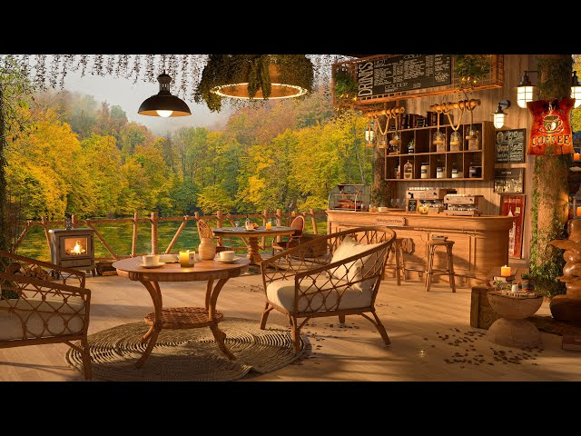 4K Cozy Spring Coffee Shop Ambience ☕ Background Music for Relaxing and Working