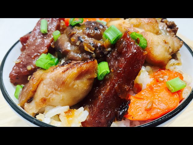 Claypot chicken mushroom rice done in the rice cooker…Tasty & flavourful all- in-pot meal.