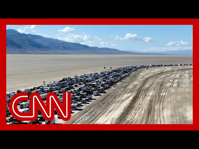 Drone video shows large caravan trying to leave Burning Man