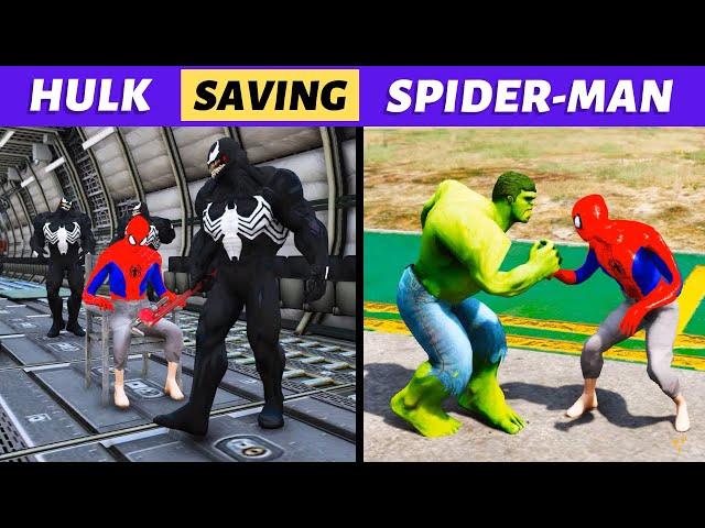 Hulk Smash! Saving Spider-Man from Venom in GTA V Epic Mod
