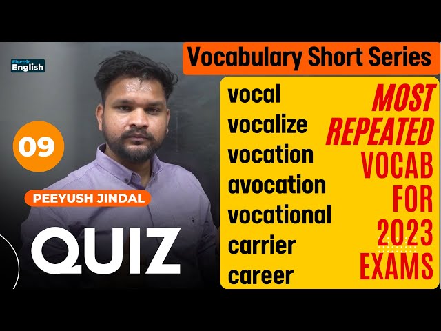 VSS-09 | Vocabulary Short Series by Peeyush Jindal✅English Most Repeated Vocabulary Competitive Exam