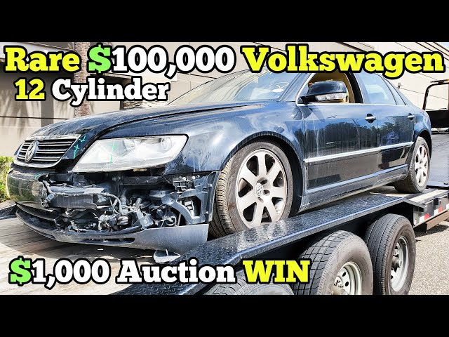 I Bought a Totaled Volkswagen Phaeton W12 at Auction for $1,000! Then a Forklift SMASHED Into It!